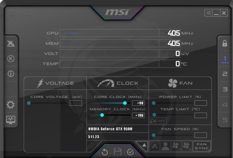 My minimum msi afterburner configuration to improve the perfs of god of war pc